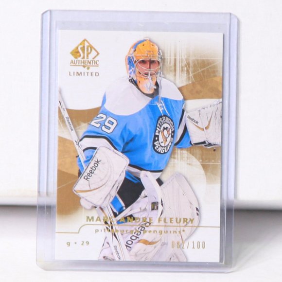 Marc-Andre Fleury 2008-09 Upper Deck SP Authentic Hockey Card Limited 082/100 - Picture 1 of 2